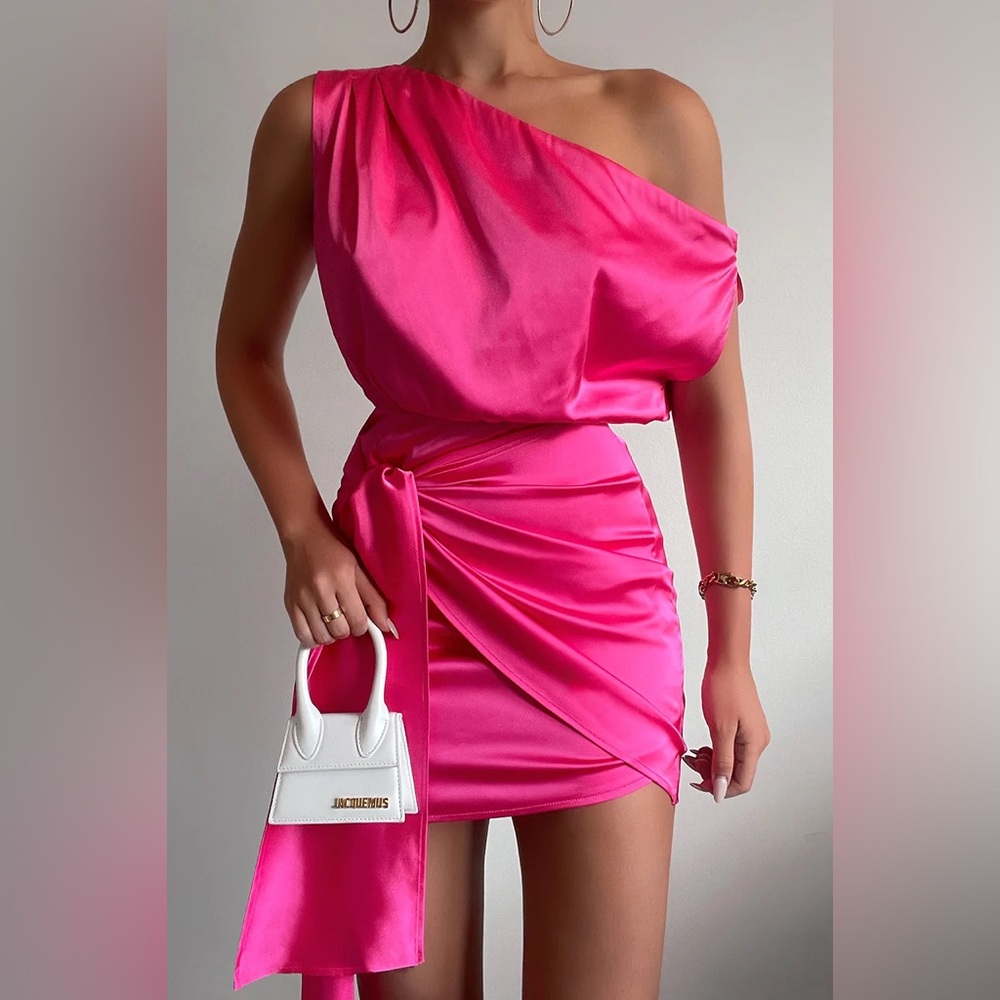 Vibrant Pink One-Shoulder Dress